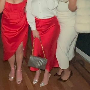 Red Satin Skirt